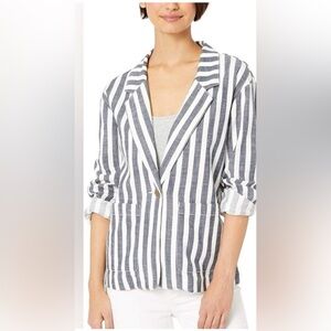Sanctuary Blue White Striped Blazer Relaxed Fit Coastal Grandmother Small